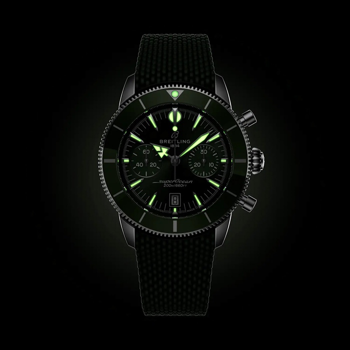 Breitling Superocean Heritage B01 Cronografo 42mm Uomo Orologio in gomma verde AB0156361L1S1 - immagine 5