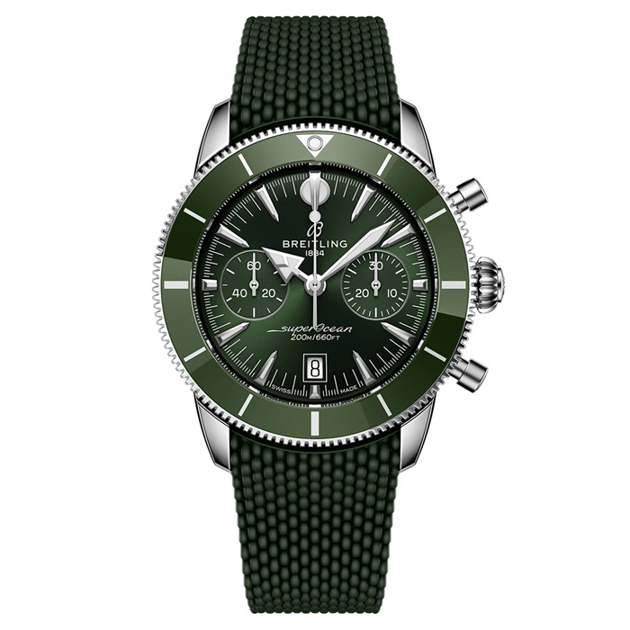 Breitling Superocean Heritage B01 Cronografo 42mm Uomo Orologio in gomma verde AB0156361L1S1