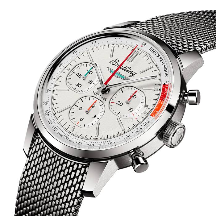 Breitling Top Time B01 Auto Classiche Ford Thunderbird 41mm Orologio Uomo Cinturino in Maglia AB01766A1A1A1 - immagine 2