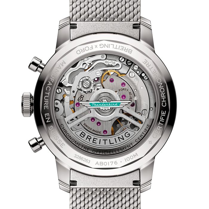 Breitling Top Time B01 Auto Classiche Ford Thunderbird 41mm Orologio Uomo Cinturino in Maglia AB01766A1A1A1 - immagine 4