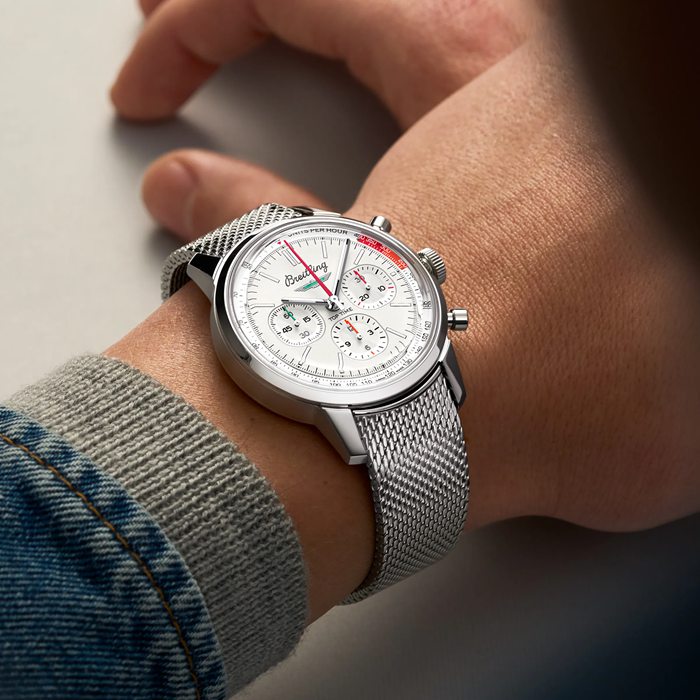 Breitling Top Time B01 Auto Classiche Ford Thunderbird 41mm Orologio Uomo Cinturino in Maglia AB01766A1A1A1 - immagine 5