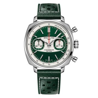 Breitling Top Time B01 Racing 38mm Orologio da uomo in pelle verde AB01771A1L1X1