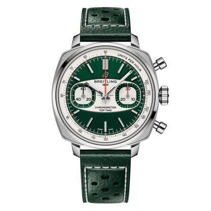 Breitling Top Time B01 Racing 38mm Orologio da uomo in pelle verde AB01771A1L1X1