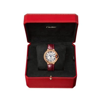 Cartier Ballon Bleu De Orologio 33mm Oro Rosa Diamanti Pelle WJBB0033 - immagine 2