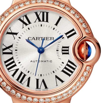 Cartier Ballon Bleu De Orologio 33mm Oro Rosa Diamanti Pelle WJBB0033 - immagine 3