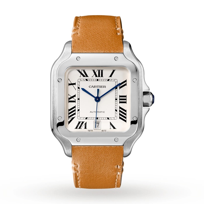 Cartier Santos De Cartier Orologio Modello Grande Movimento Automatico Acciaio Metallo Intercambiabile E Bracciali In Pelle WSSA0018 - immagine 2
