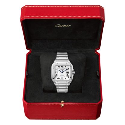 Cartier Santos De Cartier Orologio Modello Grande Movimento Automatico Acciaio Metallo Intercambiabile E Bracciali In Pelle WSSA0018 - immagine 4