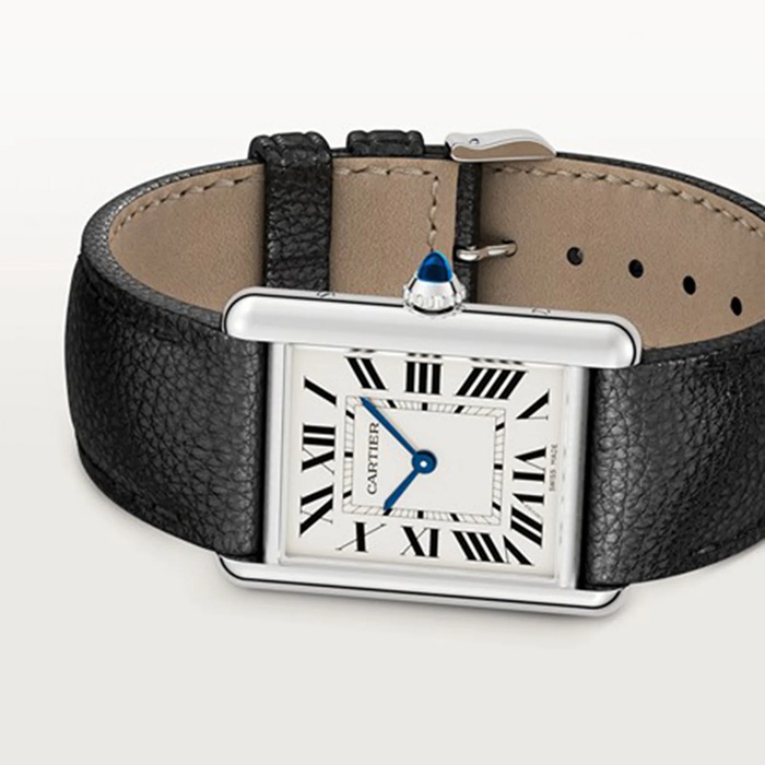 Cartier Tank Must Modello Grande Movimento al quarzo Acciaio Pelle WSTA0109 - immagine 4