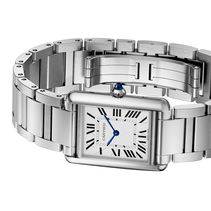 Cartier Tank Must Watch Modello grande Movimento SolarBeat™ fotovoltaico Cassa in acciaio WSTA0092 - immagine 3