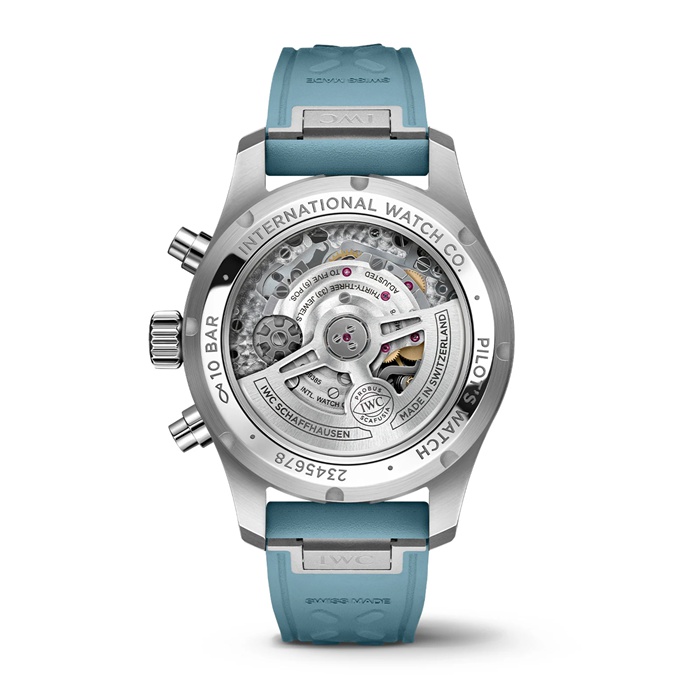 IWC Pilot Miramar Top Gun Automatic 41mm Uomo Orologio Cinturino in gomma blu IW388117 - immagine 4
