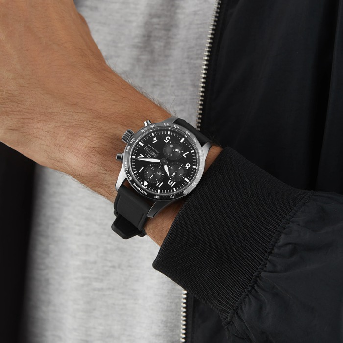 IWC Pilot Performance Cronografo 41mm AMG Uomo Orologio in gomma nera IW388305 - immagine 5