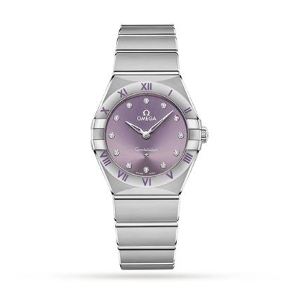 Omega Constellation Co-Axial 28mm Orologio da donna viola O13110286060002