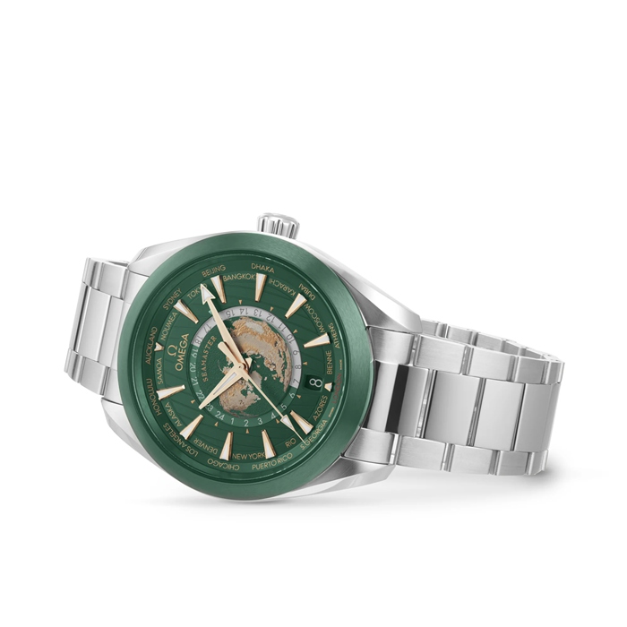 Omega Seamaster Aqua Terra 150m Co Axial Master Chronomaster GMT Worldtimer 43mm Orologio Uomo Verde O22030432210001 - immagine 4