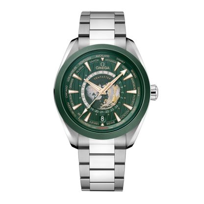 Omega Seamaster Aqua Terra 150m Co Axial Master Chronomaster GMT Worldtimer 43mm Orologio Uomo Verde O22030432210001