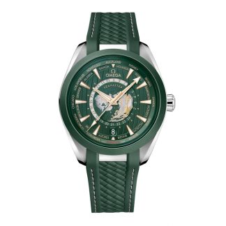 Omega Seamaster Aqua Terra 150m Co Axial Master Chronometer GMT Worldtimer Orologio Uomo 43mm Gomma Verde O22032432210001
