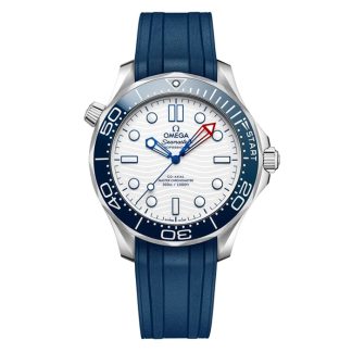 Omega Seamaster Diver Americas Cup 300m 42mm Uomo Orologio Cinturino in gomma bianca O21032422004002