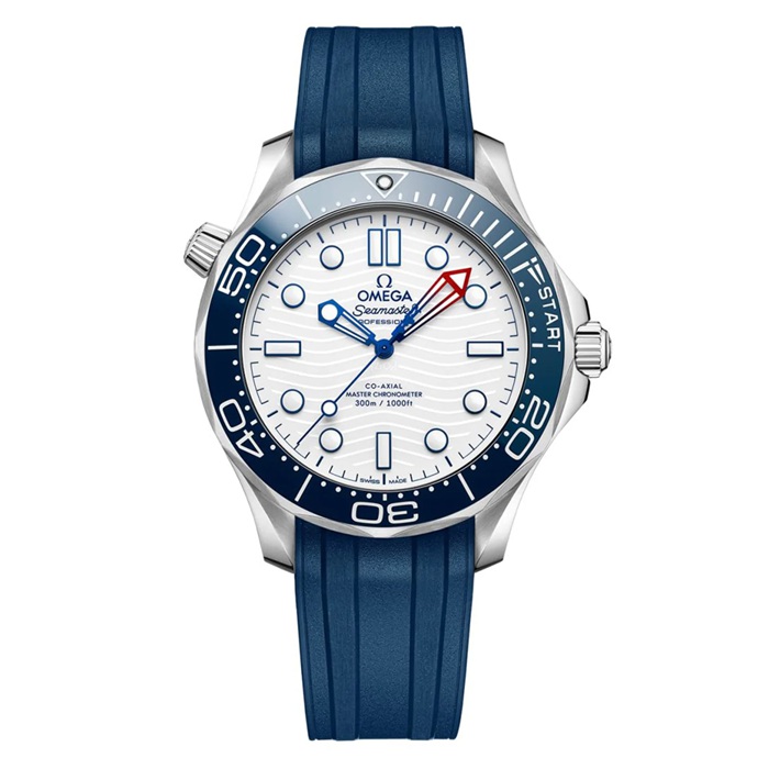 Omega Seamaster Diver Americas Cup 300m 42mm Uomo Orologio Cinturino in gomma bianca O21032422004002