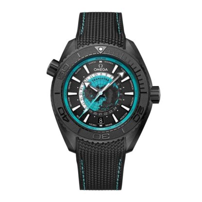 Omega Seamaster Planet Ocean 600M 45,5 mm Orologio da uomo in ceramica nera su cinturino in gomma blu O21592462201006