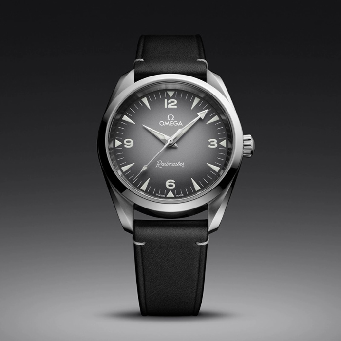 Omega Seamaster Railmaster 38mm Orologio Uomo Pelle Grigia O23512382006001 - immagine 4