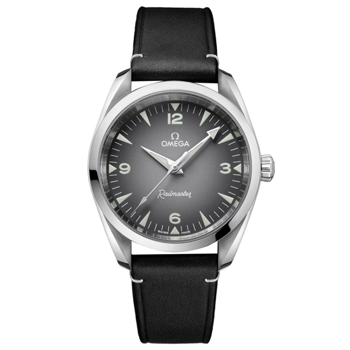 Omega Seamaster Railmaster 38mm Orologio Uomo Pelle Grigia O23512382006001