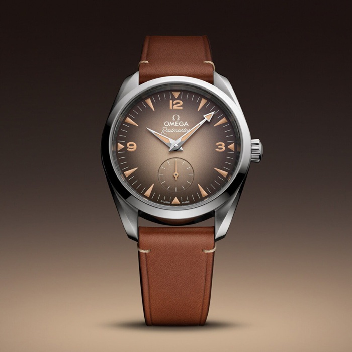 Omega Seamaster Railmaster 38mm Orologio Uomo Pelle Marrone O23512382013001 - immagine 4