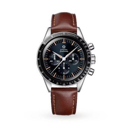 Omega Speedmaster Anniversary Series 40mm Orologio da uomo blu - cinturino in pelle marrone O31032405006002