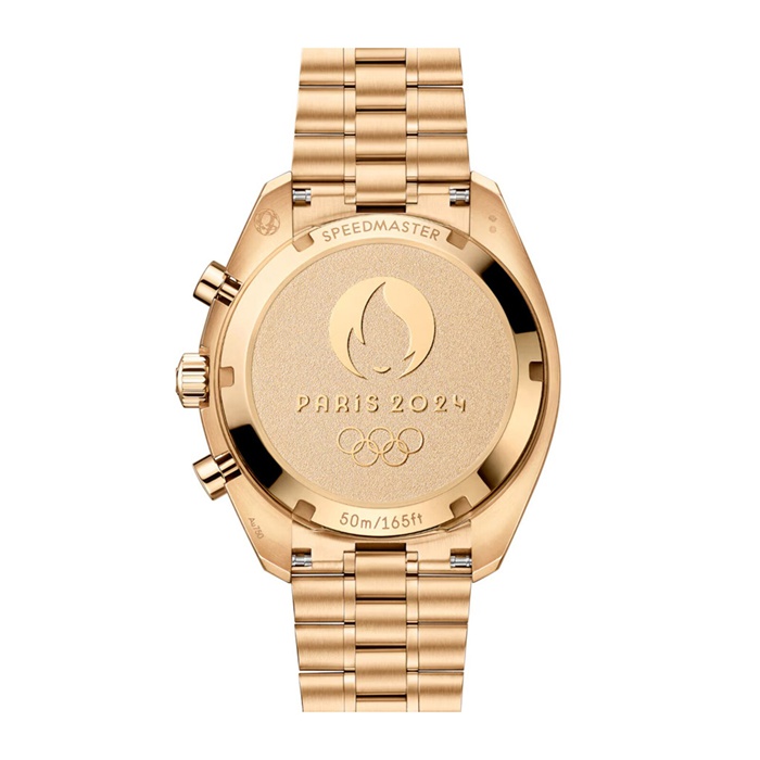 Omega Speedmaster Cronoscopio Olimpiadi di Parigi 2024 43mm Uomo Orologio Moonshine Gold O52260435102001 - immagine 3