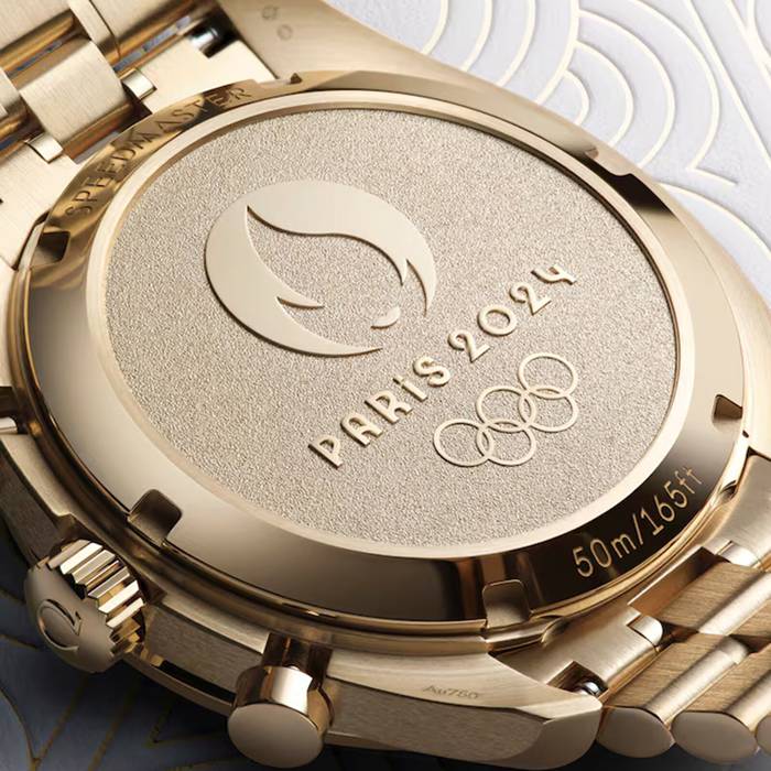 Omega Speedmaster Cronoscopio Olimpiadi di Parigi 2024 43mm Uomo Orologio Moonshine Gold O52260435102001 - immagine 4
