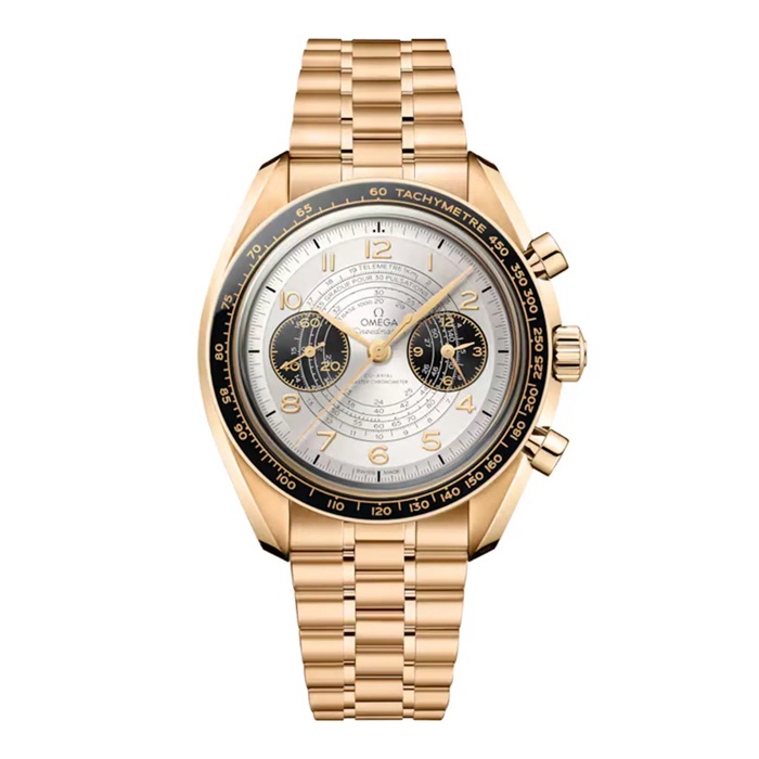 Omega Speedmaster Cronoscopio Olimpiadi di Parigi 2024 43mm Uomo Orologio Moonshine Gold O52260435102001