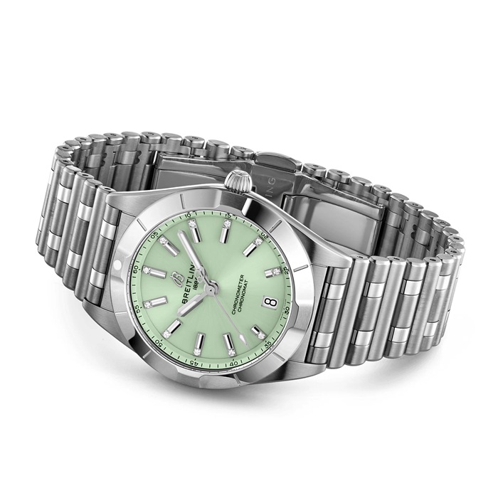 Orologio Breitling Chronomat 32 in acciaio inossidabile verde menta A77310101L1A1 - immagine 3