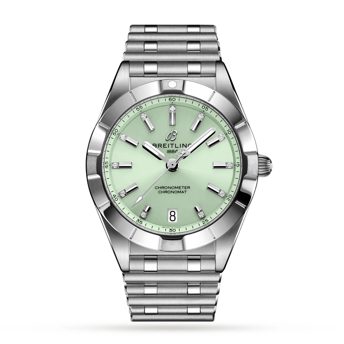 Orologio Breitling Chronomat 32 in acciaio inossidabile verde menta A77310101L1A1