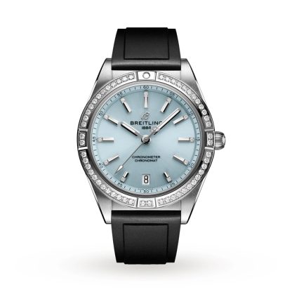 Orologio Breitling Chronomat Automatic 36 in acciaio inossidabile e oro grigio 18k cinturino in gomma blu ghiaccio G10380591C1S1