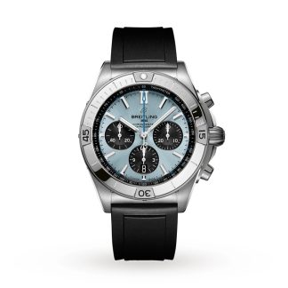 Orologio Breitling Chronomat B01 42 acciaio inossidabile e platino cinturino in gomma blu ghiaccio PB0134101C1S1