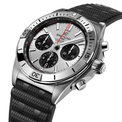 Orologio Breitling Chronomat B01 Chronograph 42mm Uomo Gomma Argento AB0134101G1S2 - immagine 3