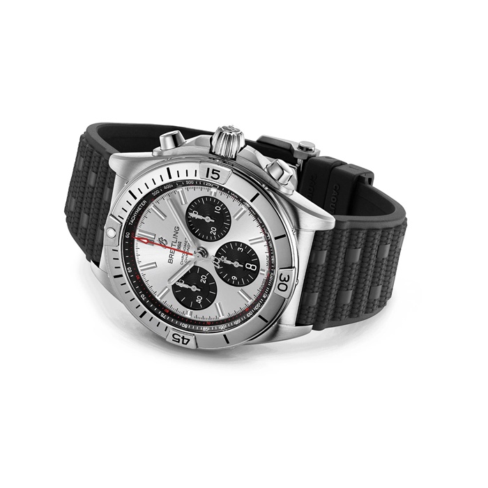 Orologio Breitling Chronomat B01 Chronograph 42mm Uomo Gomma Argento AB0134101G1S2 - immagine 4