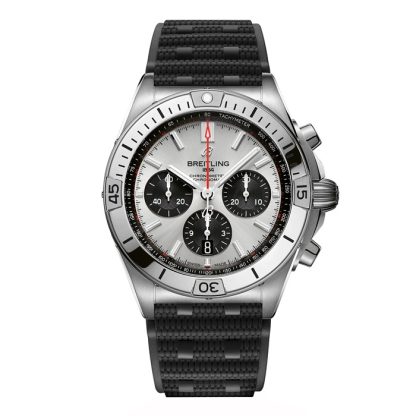 Orologio Breitling Chronomat B01 Chronograph 42mm Uomo Gomma Argento AB0134101G1S2