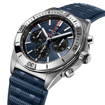 Orologio Breitling Chronomat B01 Chronograph 42mm Uomo Gomma Blu AB0134101C1S1 - immagine 3
