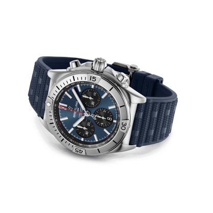Orologio Breitling Chronomat B01 Chronograph 42mm Uomo Gomma Blu AB0134101C1S1 - immagine 4