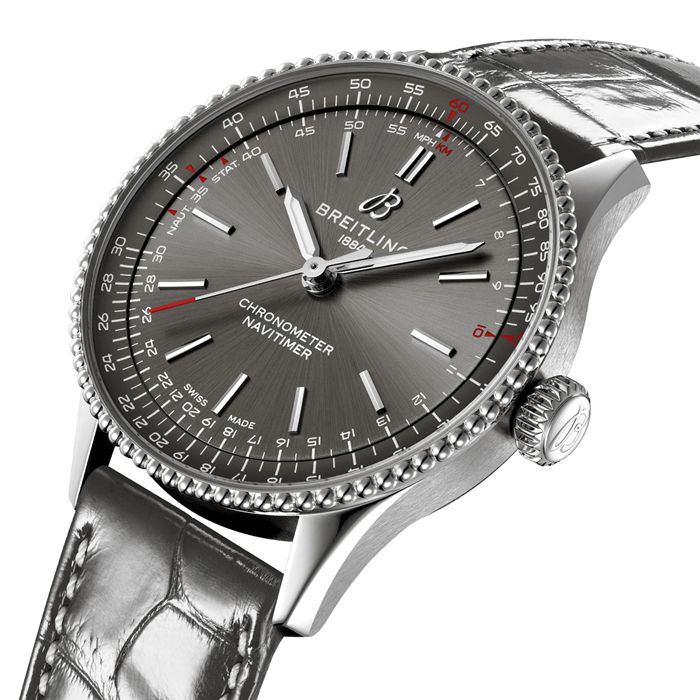 Orologio Breitling Navitimer 36mm Donna Alligatore Grigio A17327381B1P1 - immagine 3