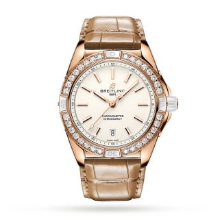 Orologio Breitling Super Chronomat Automatic 38 Origins White 18ct Rose Gold Brown Leather Strap R17356531G1P1