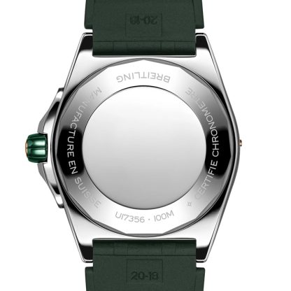 Orologio Breitling Super Chronomat Automatic 38 Verde in acciaio inossidabile e cinturino in gomma oro rosa 18ct U17356531L1S1 - immagine 2