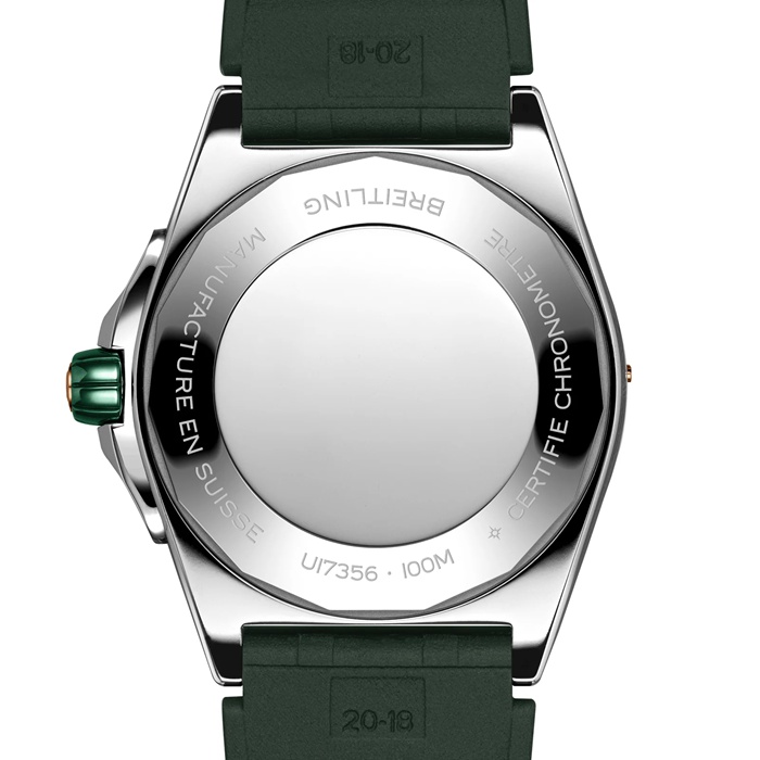 Orologio Breitling Super Chronomat Automatic 38 Verde in acciaio inossidabile e cinturino in gomma oro rosa 18ct U17356531L1S1 - immagine 2
