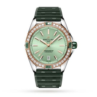 Orologio Breitling Super Chronomat Automatic 38 Verde in acciaio inossidabile e cinturino in gomma oro rosa 18ct U17356531L1S1