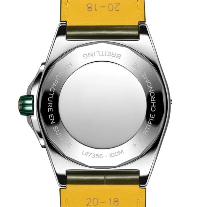 Orologio Breitling Super Chronomat Automatic 38 in acciaio inossidabile verde e cinturino in pelle d'oro rosa 18ct U17356531L1P1 - immagine 2