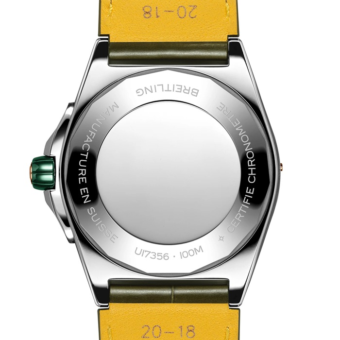 Orologio Breitling Super Chronomat Automatic 38 in acciaio inossidabile verde e cinturino in pelle d'oro rosa 18ct U17356531L1P1 - immagine 2