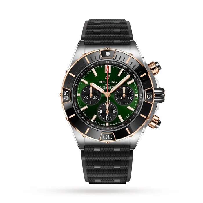 Orologio Breitling Super Chronomat B01 44 in acciaio inossidabile e cinturino in gomma oro rosso 18k UB0136251L1S1