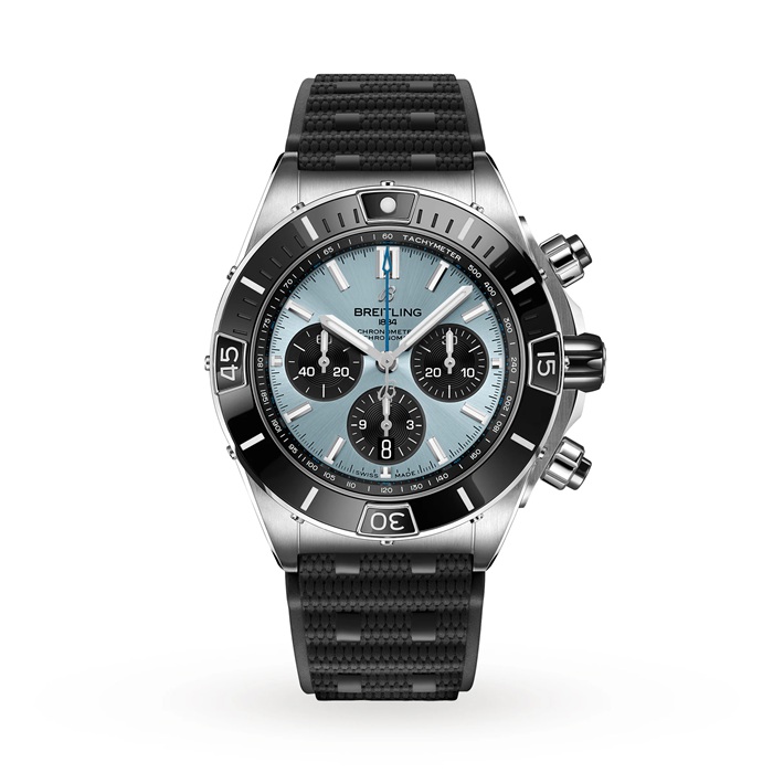 Orologio Breitling Super Chronomat B01 44 in acciaio inossidabile e platino blu ghiaccio PB0136251C1S1