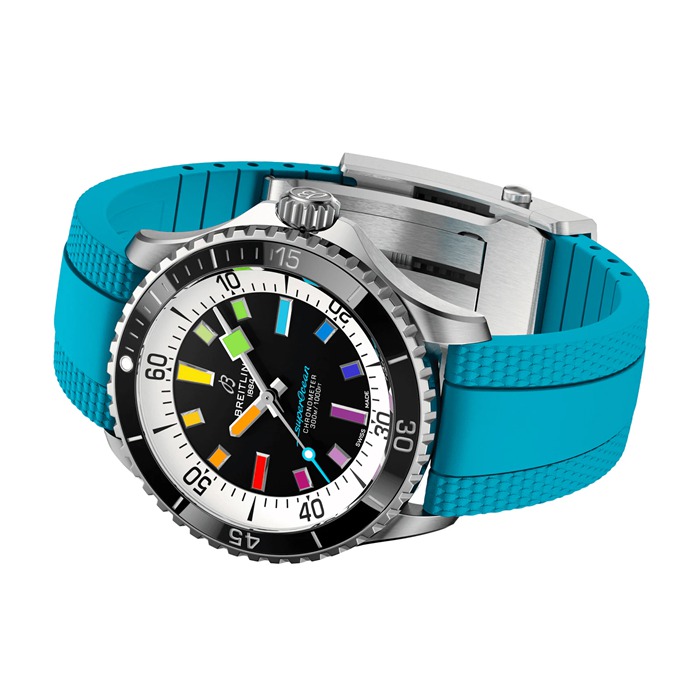 Orologio Breitling Superocean Automatic 42mm Uomo Gomma Blu A17375211B2S1 - immagine 4