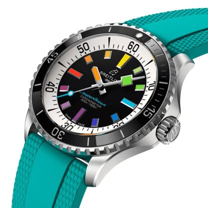 Orologio Breitling Superocean Automatic 42mm Uomo Gomma Turchese A17375211B2S2 - immagine 3