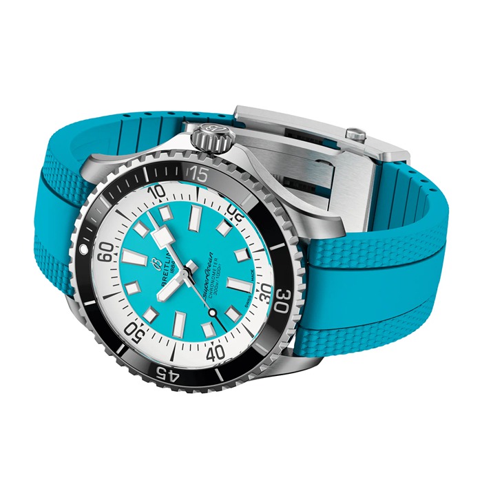Orologio Breitling Superocean Automatic 44mm Uomo Gomma Turchese A17376211L2S2 - immagine 4